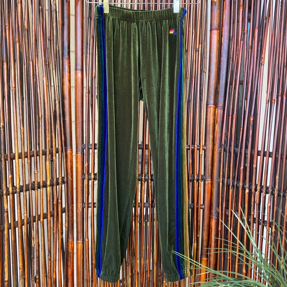 Aviator Nation Green Velvet Pants